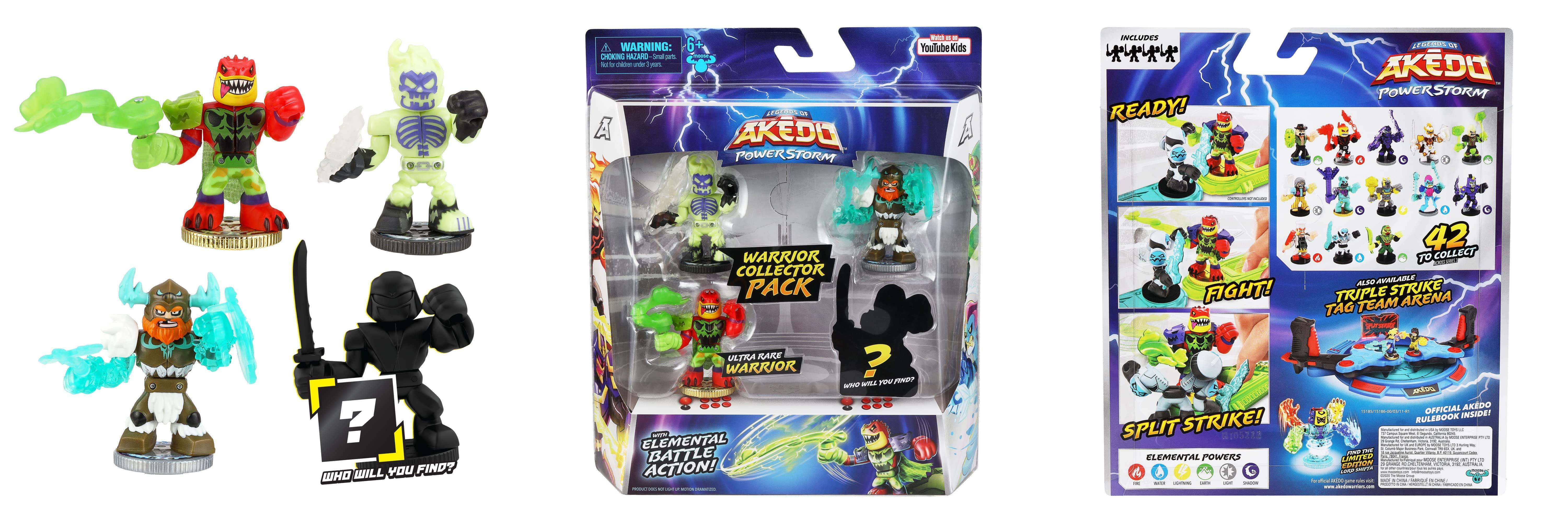 Desata la Batalla Elemental con el Pack Coleccionista Akedo Legends of Powerstorm Warrior: ¡Consigue 4 Mini Guerreros de Batalla Incluyendo 1 Guerrero Ultra Raro y 1 Guerrero Misterioso!