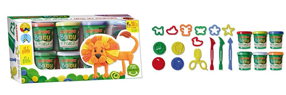 Alpino Baby Dough 6 botes x 85gr: Desarrolla la creatividad y el aprendizaje jugando con pasta blanda