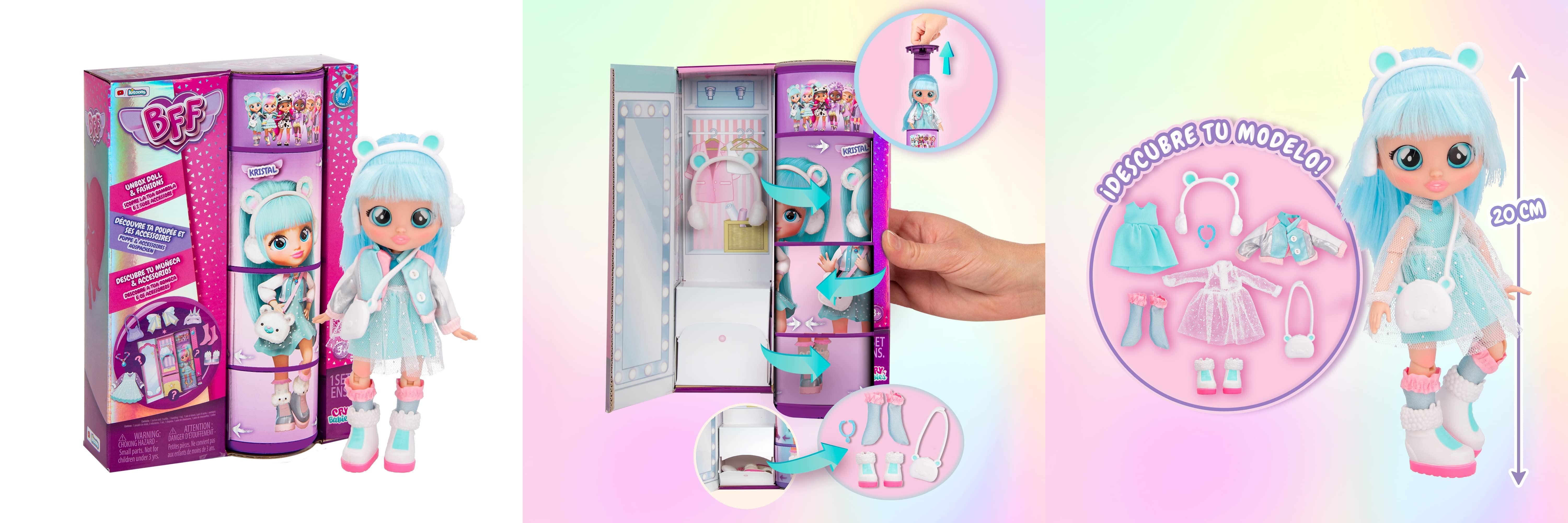 BFF BY BEBÉS LLORONES Kristal: Descubre la muñeca fashion coleccionable con pelo largo y accesorios sorpresa
