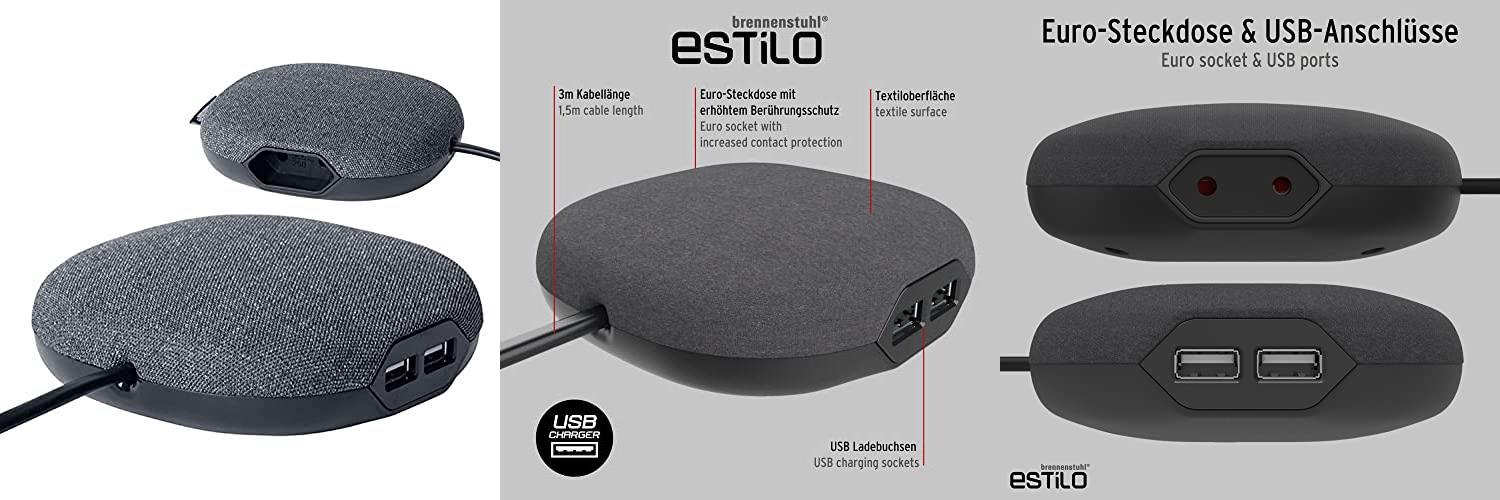 Brennenstuhl® Estilo: Regleta de Enchufes con Diseño Elegante y Cargadores USB - ¡Orden y Estilo en tu Hogar!