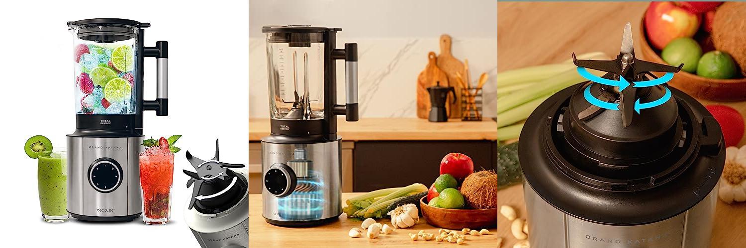 Cecotec Batidora de Vaso Grand Katana 2700MAX Total Destroy B - Potencia Máxima 2700W, Tecnología Contrarrotante y Cuchilla de 8 Hojas