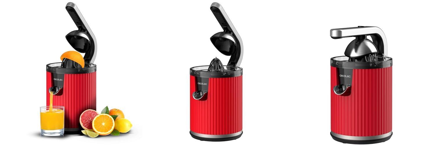 Descubre el potente exprimidor eléctrico Cecotec Xqueeze RetroJuice 600 Red para naranjas y cítricos, con estilo retro y filtro de acero inoxidable. ¡Exprime fácilmente tus jugos favoritos!