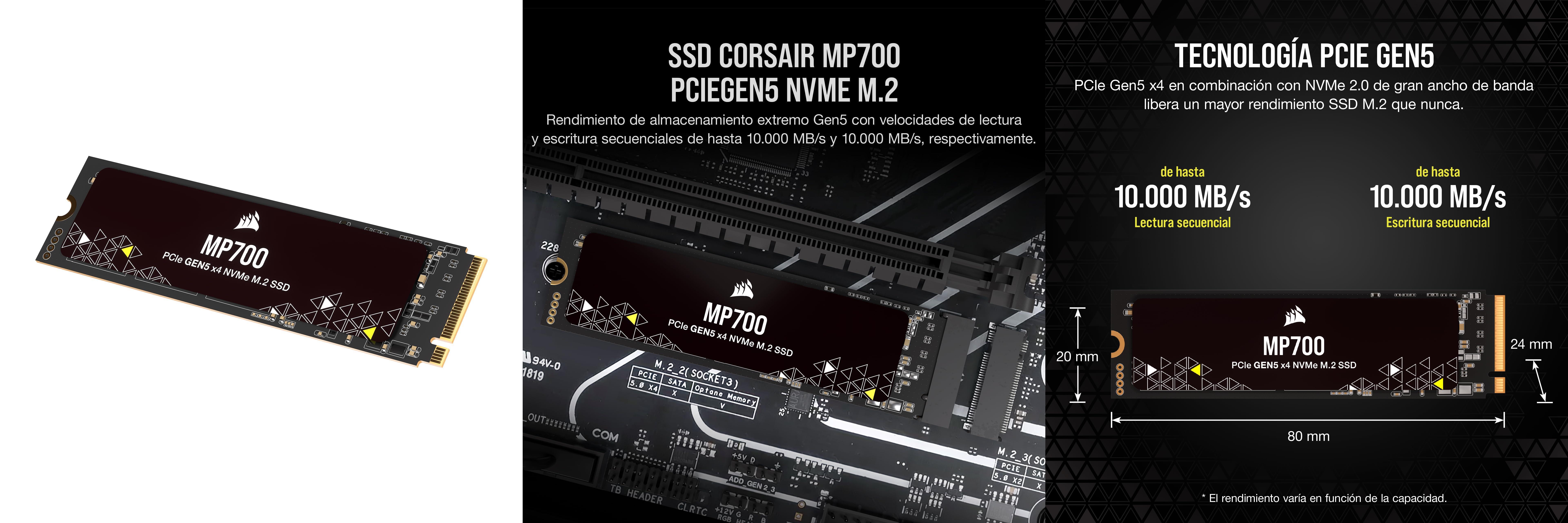 Descubre el Corsair MP700: SSD de 1 TB con PCIe Gen5 y DirectStorage para un almacenamiento de alto rendimiento