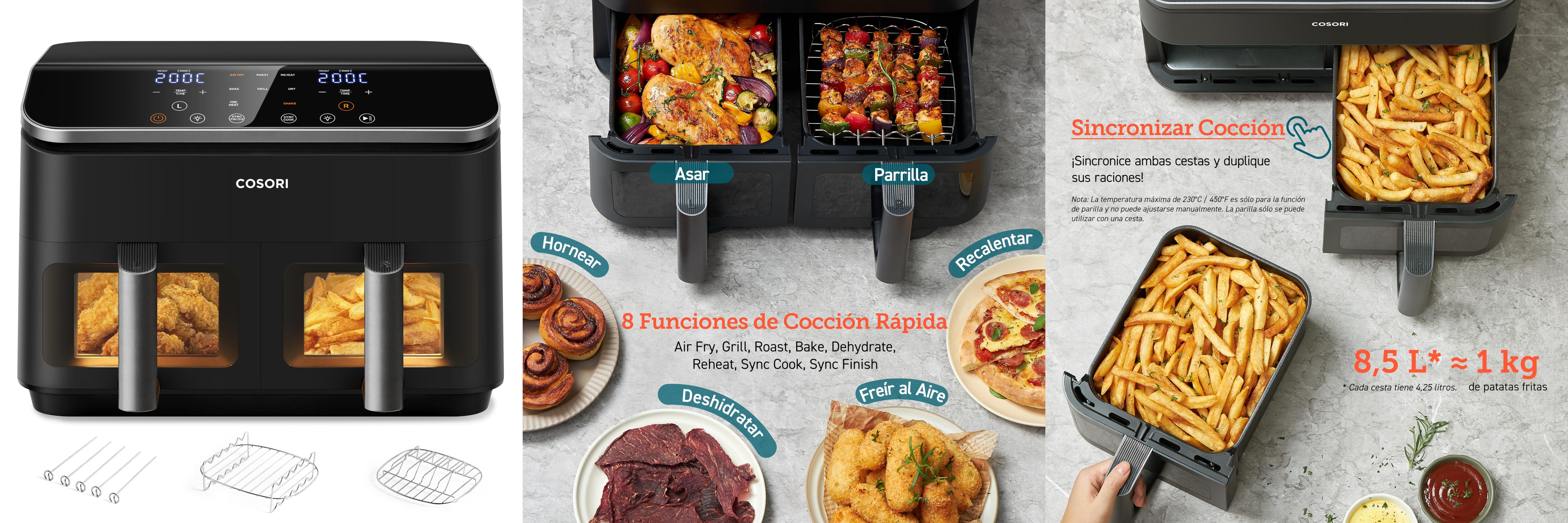 COSORI Freidora de Aire con Doble Cesta 8,5L: La mejor opción para freír sin aceite