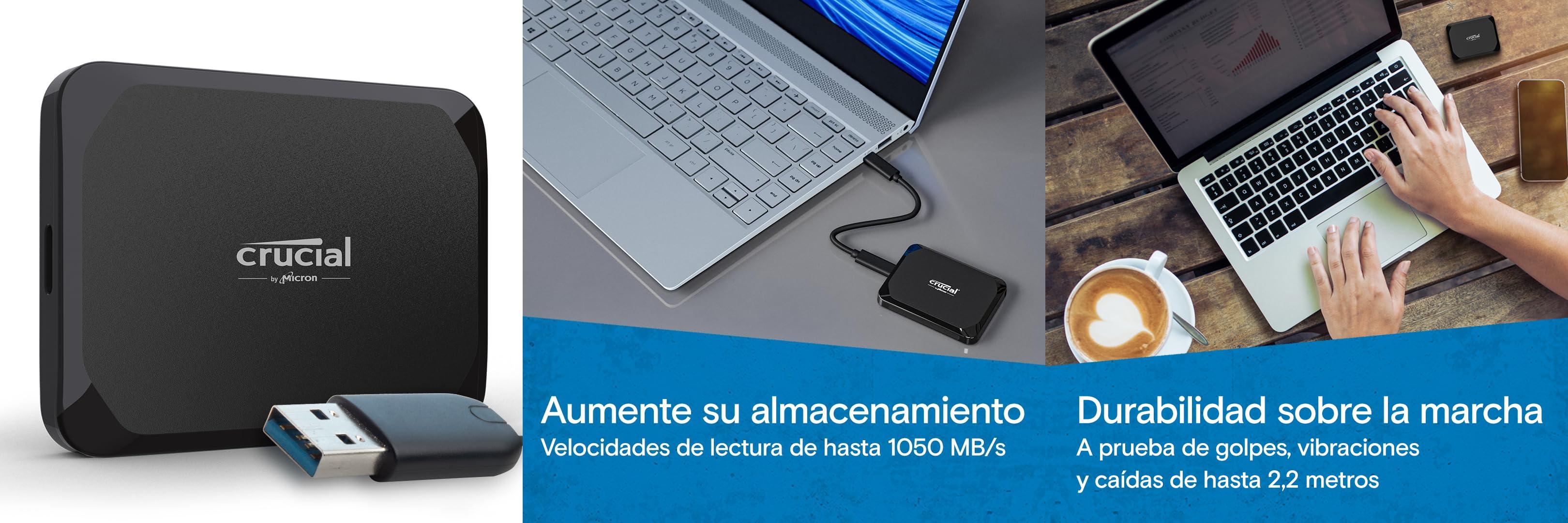 Descubre el rendimiento y versatilidad del Crucial X9 Disco Duro Externo SSD 1TB con Adaptador USB-A - La mejor opción en almacenamiento de datos externo para PC, Mac, PlayStation y Xbox