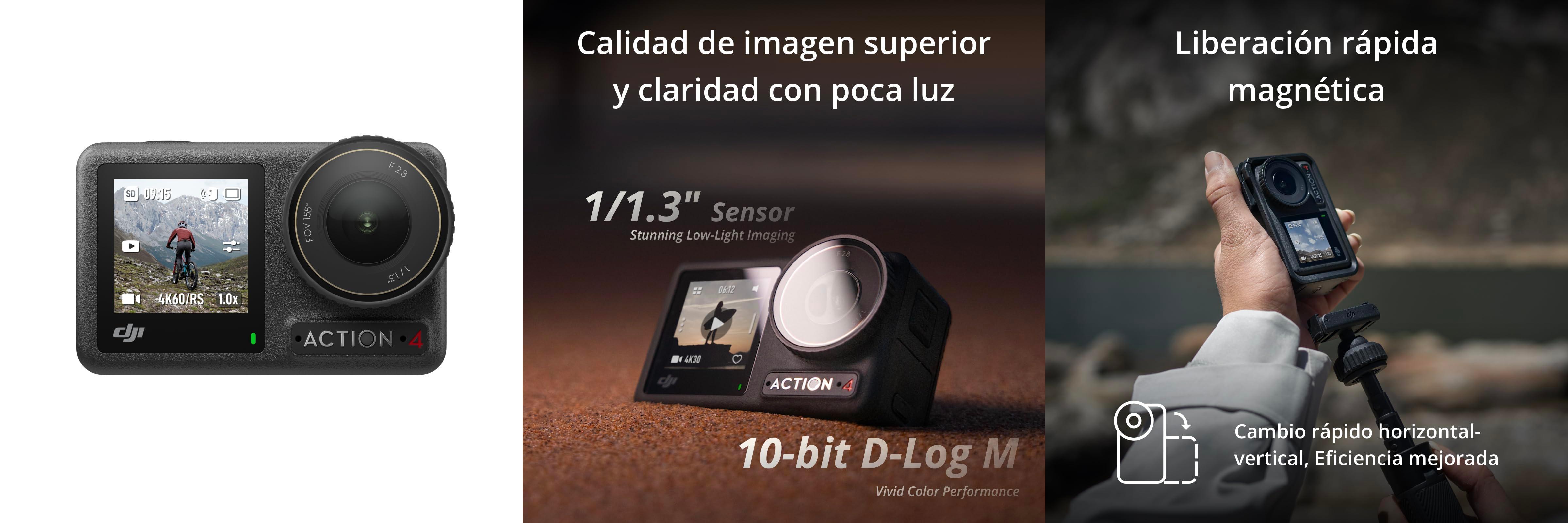 DJI - Pack Estándar Osmo Action 4: La cámara de acción sumergible 4K/120 fps que necesitas
