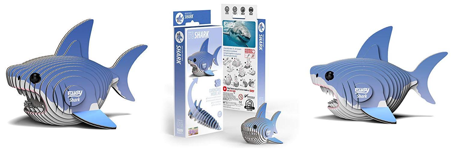Tiburón EUGY 019: Rompecabezas Eco-Friendly 3D para niños de 6 años en adelante