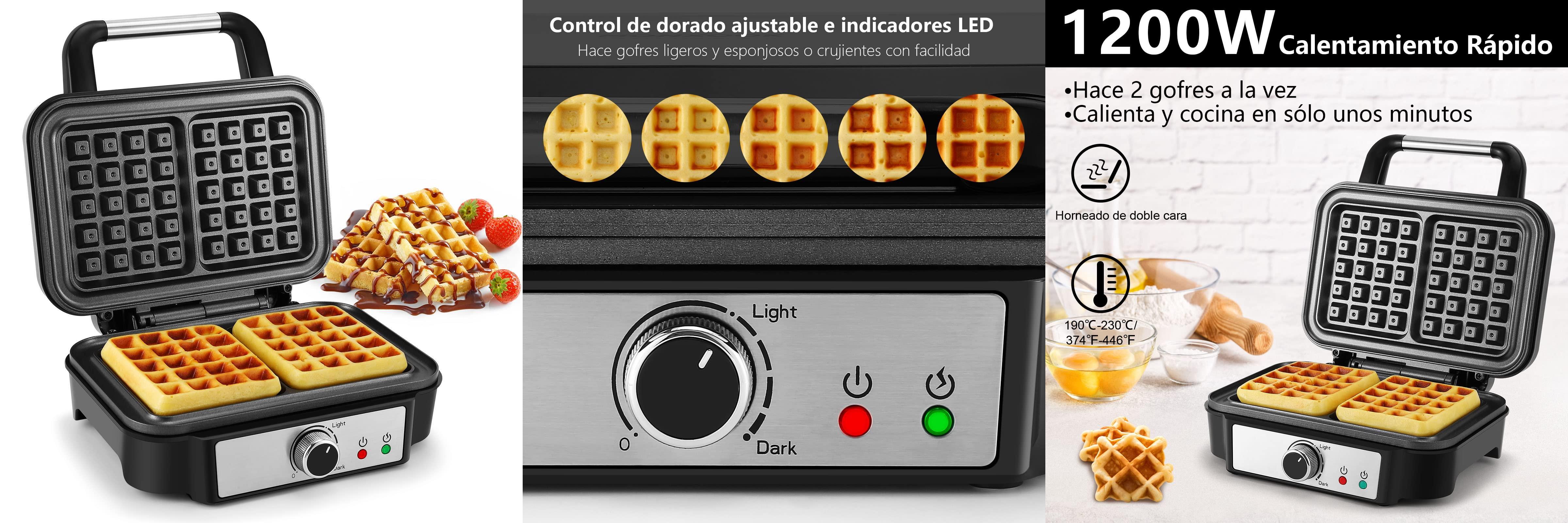 Gofre Belga: Descubre la Gofrera Doble de 1000W con 5 Botones para Dorar y Revestimiento Antiadherente