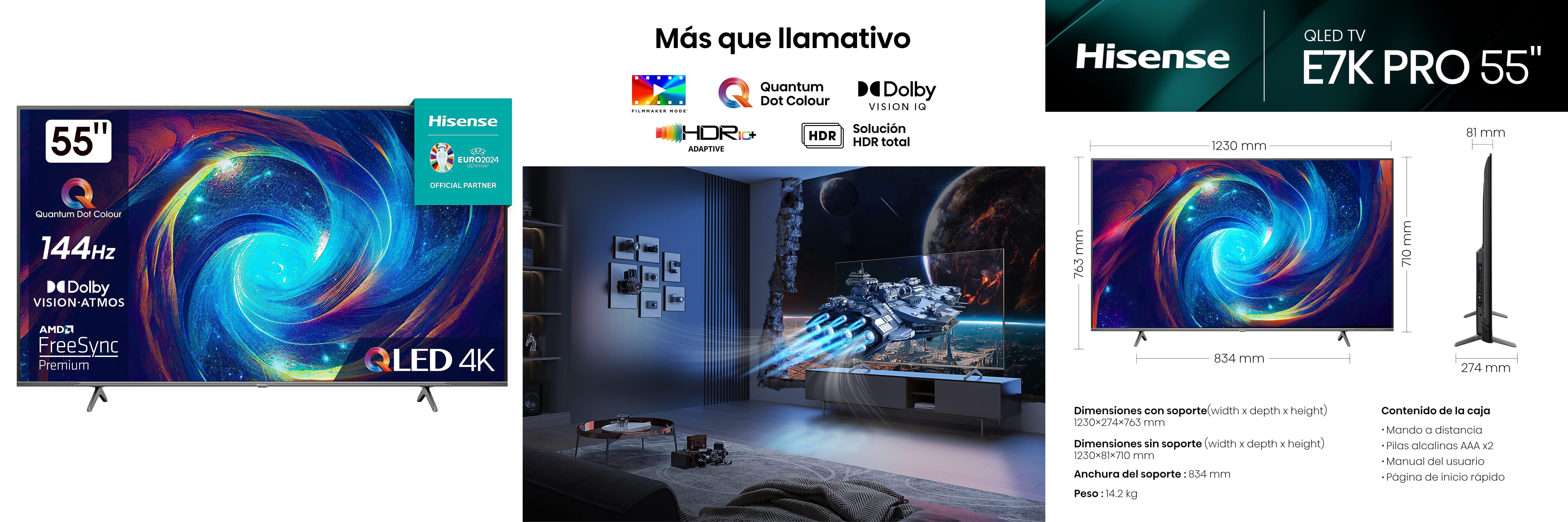La experiencia de juego definitiva con el Hisense 55E7K Pro QLED Gaming Smart TV de 55 pulgadas