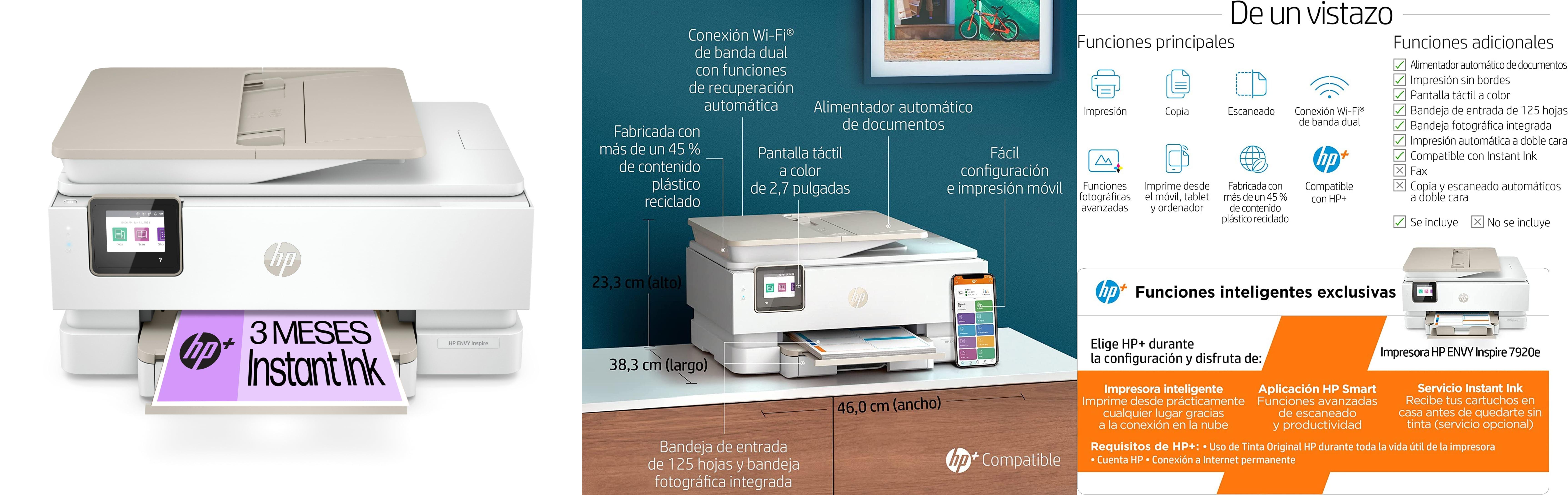 Descubre la HP Envy Inspire 7920e: Impresora Multifunción con HP+ y 3 meses de Instant Ink
