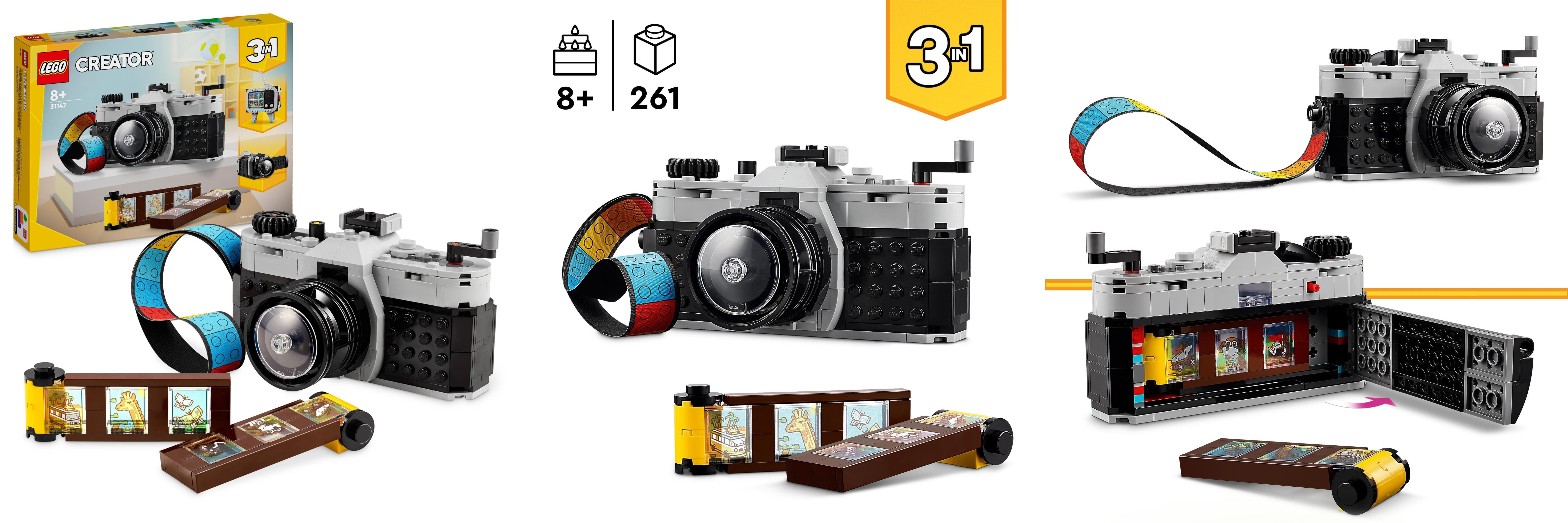 Descubre la diversión creativa con el LEGO Creator 3 en 1 Cámara Retro de Juguete, ideal para niños y niñas de 8 años en adelante - ¡Una forma única de jugar y construir!