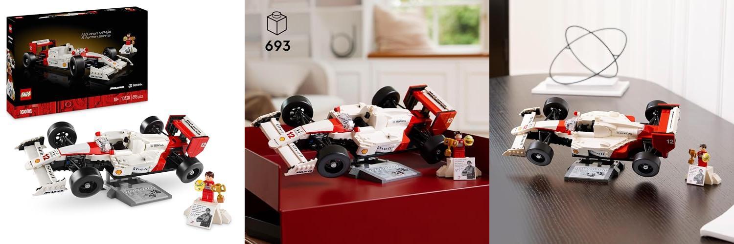 LEGO Icons McLaren MP4/4 y Ayrton Senna: Maqueta de Coche de Carrera para Adultos ¡Descúbrelo Ahora!