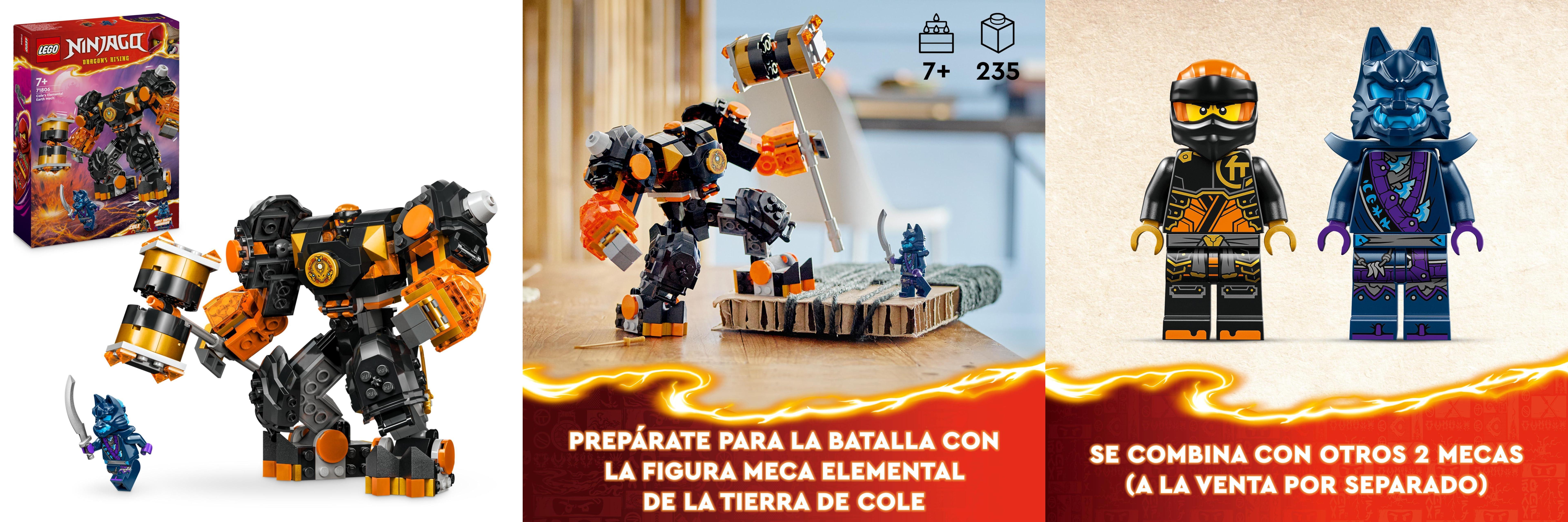 Descubre la aventura con LEGO Ninjago Meca Elemental de la Tierra de Cole ¡Un regalo ninja para niños y niñas de 7 años o más!