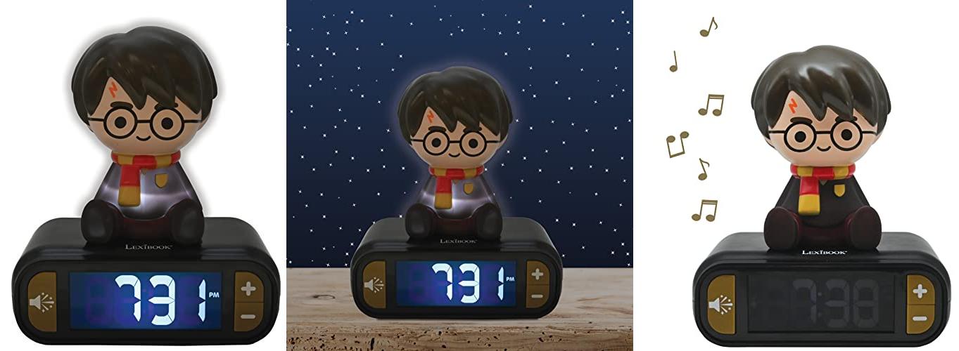 Descubre el mágico despertador Harry Potter con pantalla LCD y luz de noche integrada en color negro