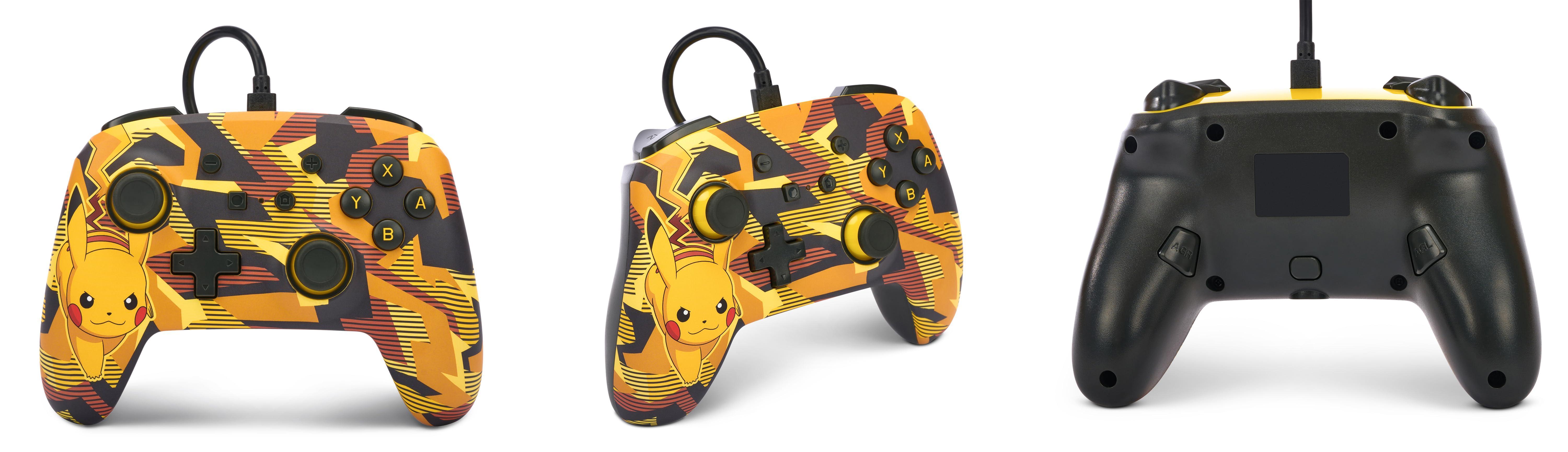 Descubre el Mando con cable mejorado PowerA para Nintendo Switch - Pikachu Tormenta Camuflaje: diseño, rendimiento y funcionalidad en un solo accesorio