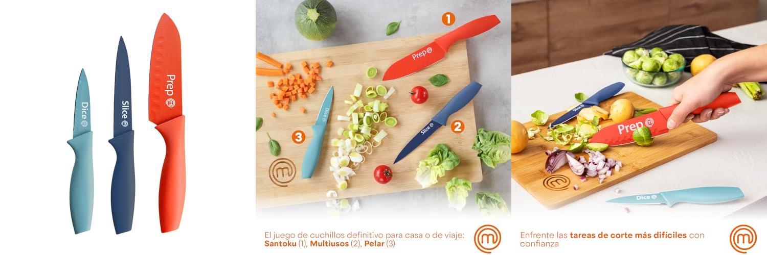 Featured image of post Potencia tus habilidades culinarias con el set MasterChef Cuchillos Cocina de 3 piezas: perfectos para verduras, carne y pelar