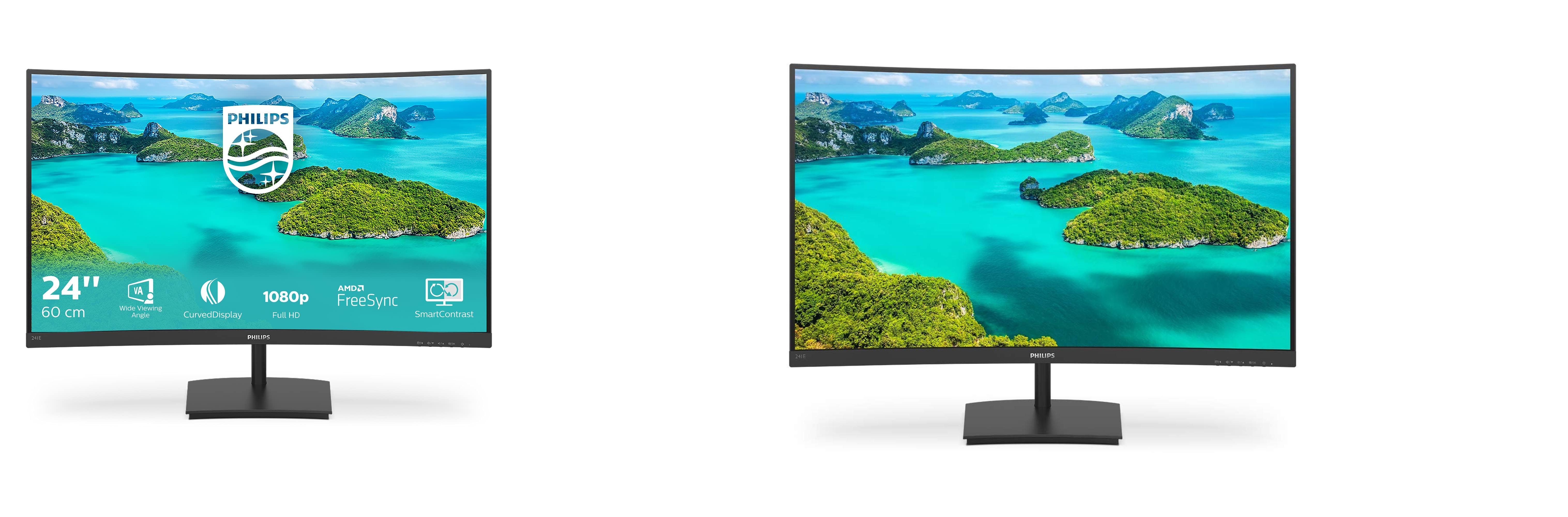 Descubre la inmersión visual con el monitor Philips 241E1SC-24 FHD - ¡Imágenes nítidas y acción fluida garantizadas!