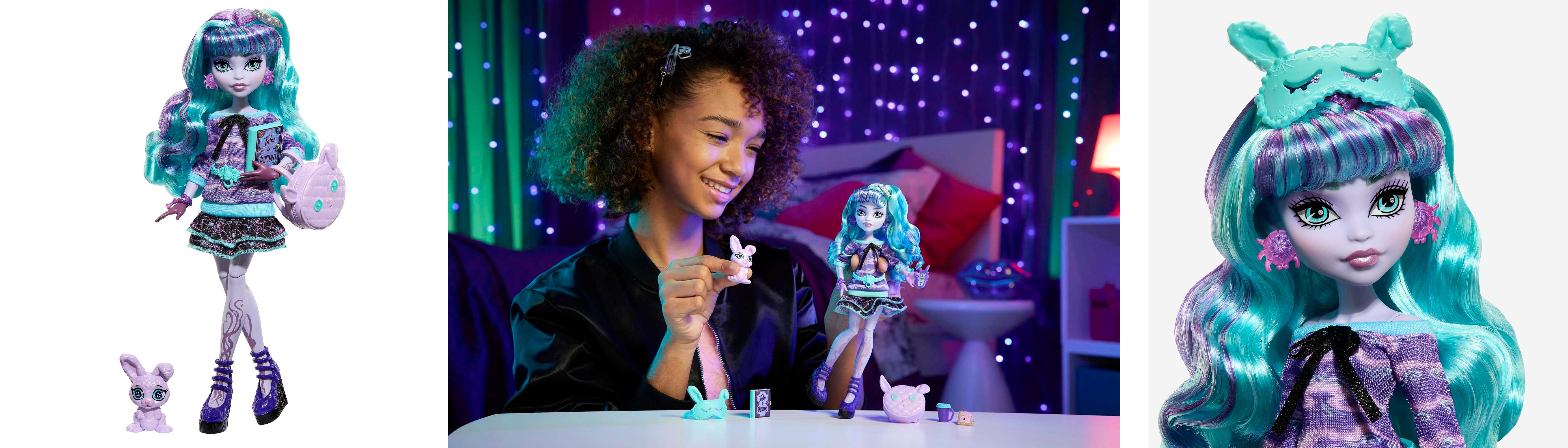 Monster High Creepover Party: Fiesta de Pijamas Twyla con Mascota y Accesorios - ¡Un Juguete Espeluznante para Niños +4 años!