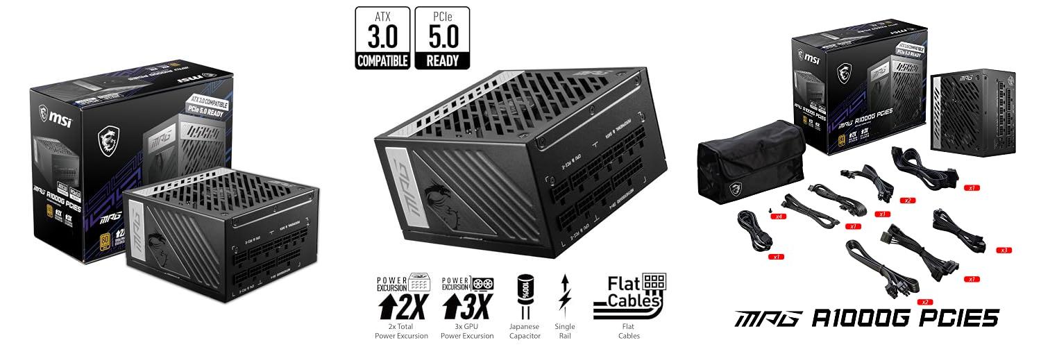 Descubre la Potente MSI MPG A1000G PCIE5: Fuente de Alimentación 1000W con Certificación 80 Plus Gold