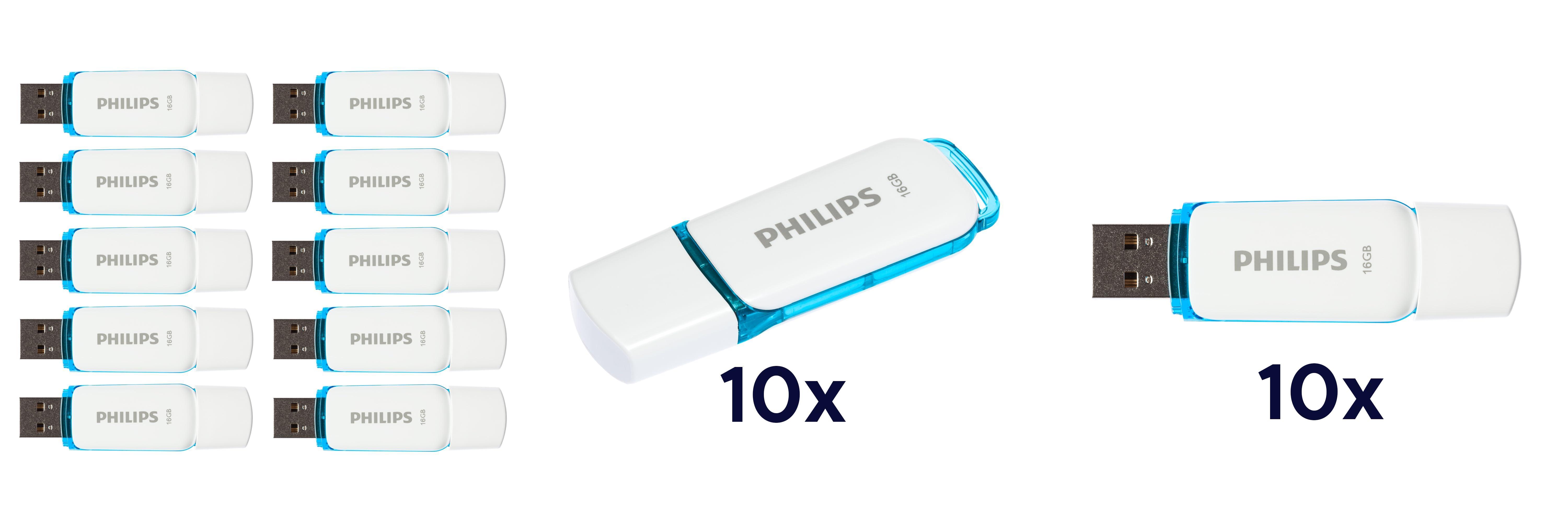 Philips 10 Unidades de Memoria USB 2.0 de 16 GB: Almacenamiento Confiable y Elegante