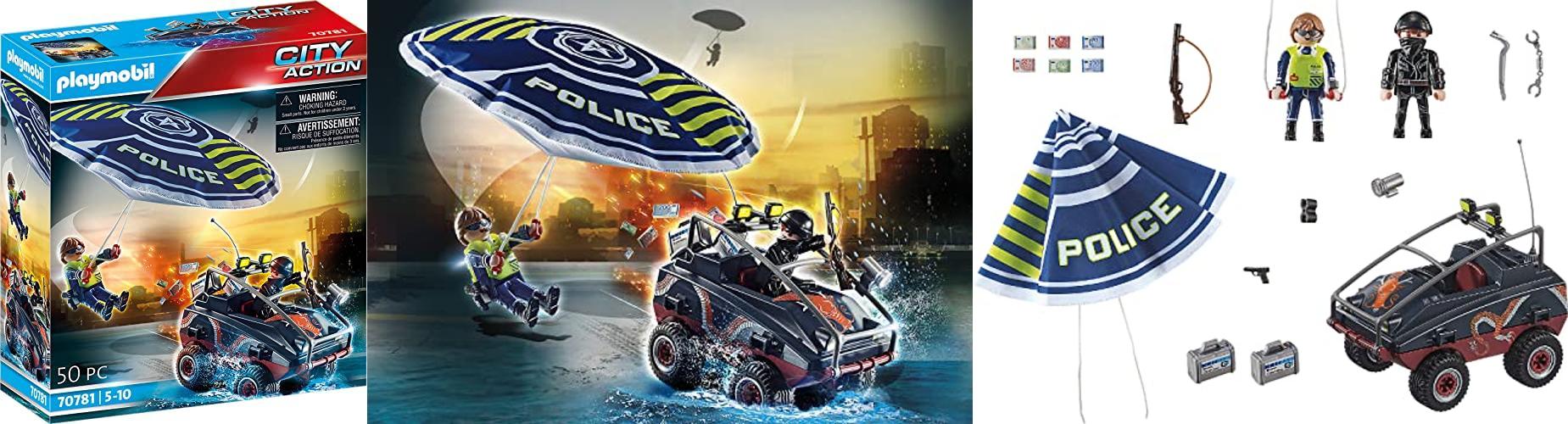 Featured image of post Descubre el emocionante PLAYMOBIL City Action 70781: Paracaídas de policía para una persecución acuática ¡Apto para niños a partir de 5 años!