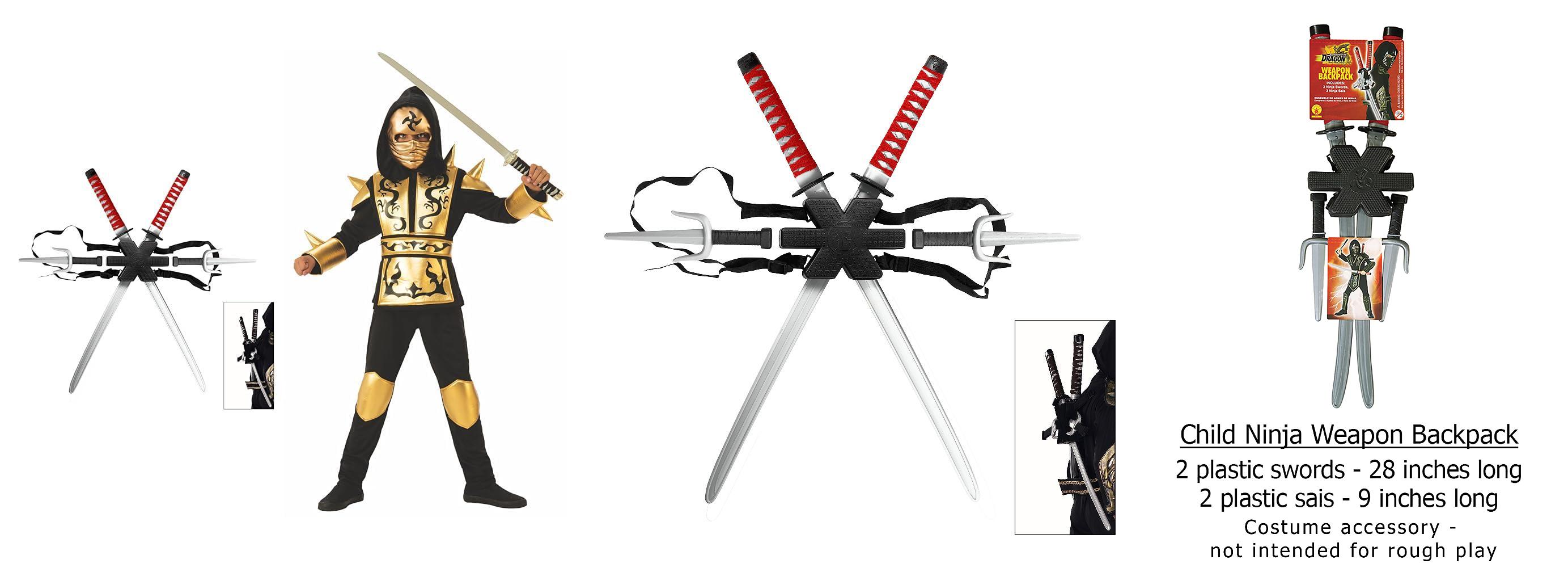 Featured image of post Rubies Set Armas Ninjas para Espalda y Disfraz Ninja Dragón Gold para niños: ¡Completa tu look ninja con estilo!
