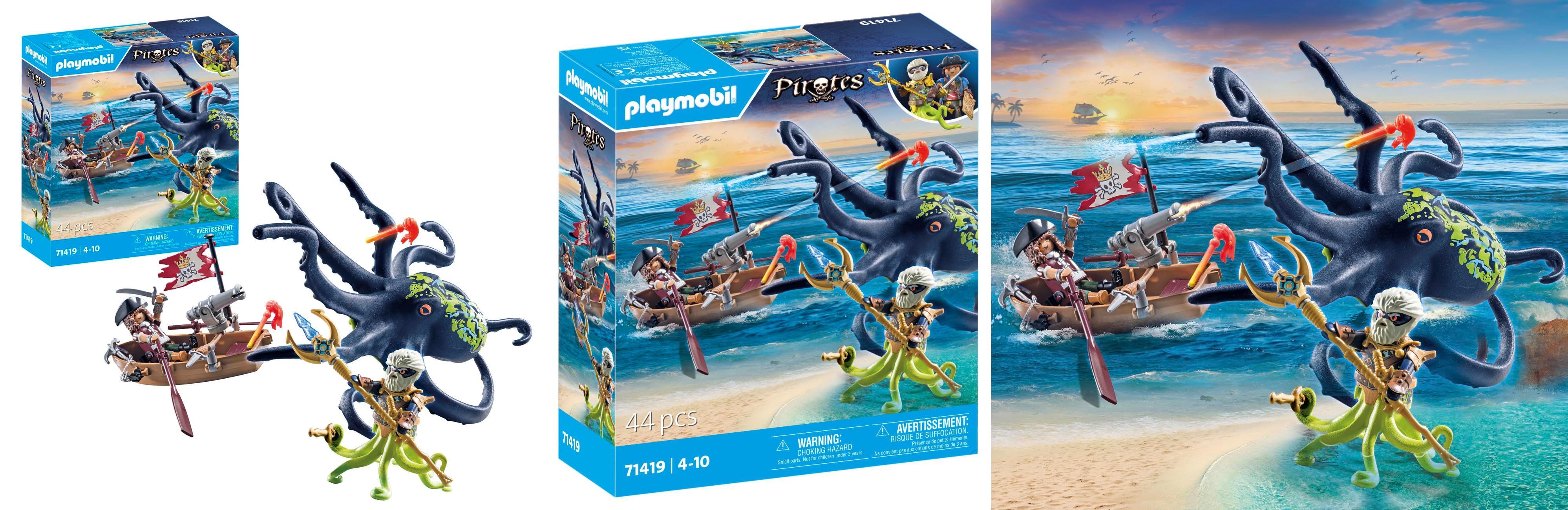 PLAYMOBIL Pirates 71419: Aventura épica de piratas con batalla contra pulpo gigante