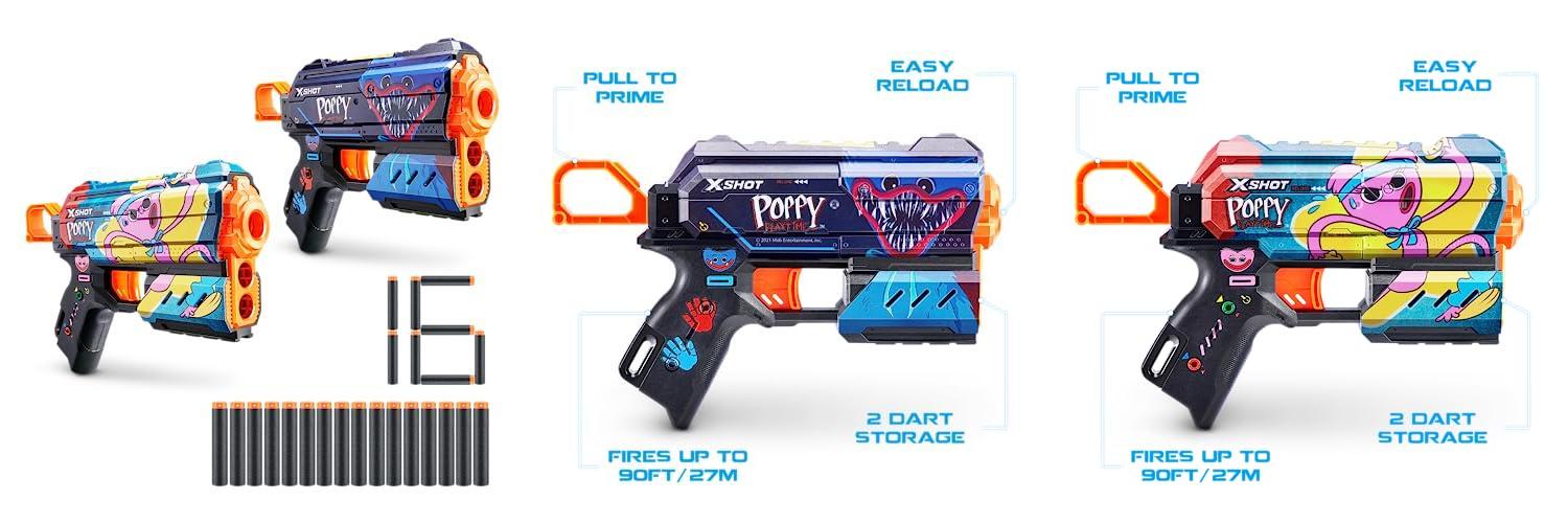 Featured image of post Atrévete a enfrentarte a tus enemigos con el XSHOT-X-Shot Skins Flux Blaster-Poppy Playtime 2 Pack de ZURU