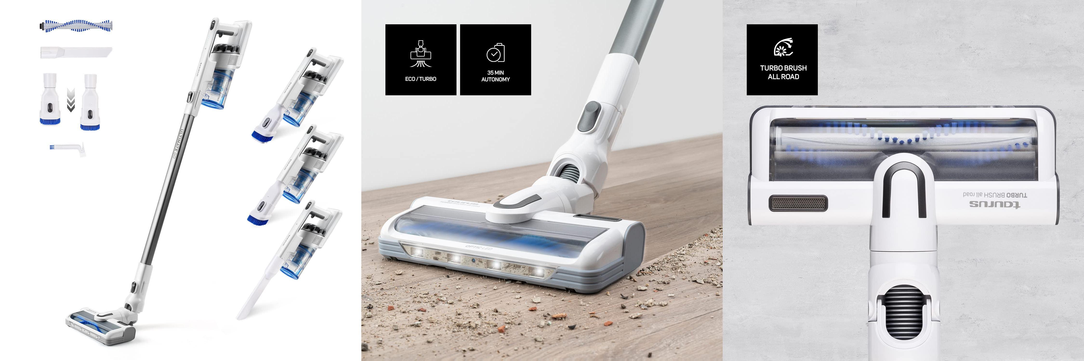 Descubre el Taurus Ultimate Go: Aspirador Escoba Sin Cable con Cepillo Turbo Brush All Road y Sistema Triple Advance Filtration