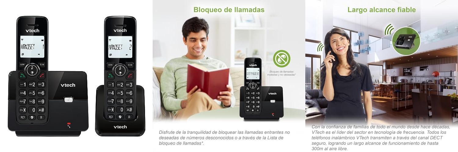 Descubre la comodidad del VTech CS2001: Teléfono inalámbrico dúo para el hogar con bloqueo de llamadas y pantalla retroiluminada