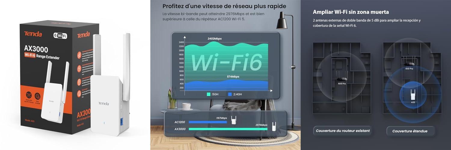Mejora tu señal Wi-Fi con el Tenda A33 Repetidor Wi-Fi 6 AX3000