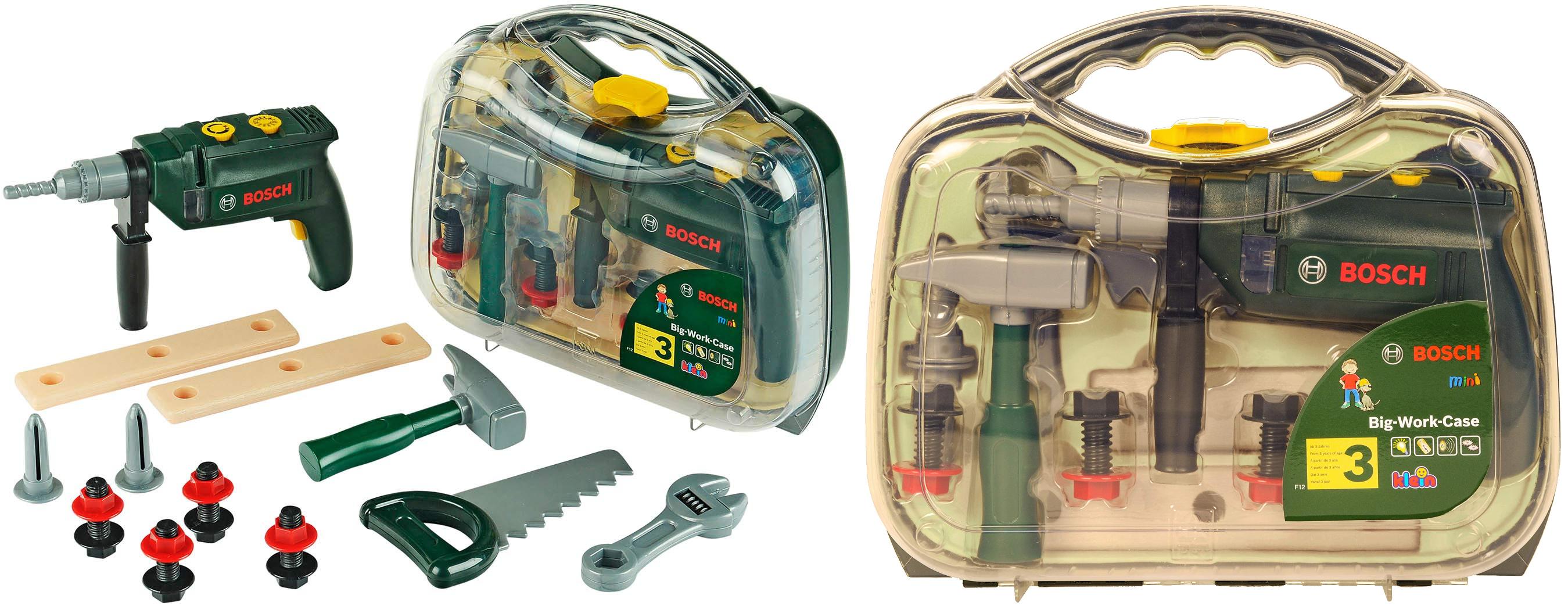 Theo Klein 8416 Bosch Tool Case: Gran maletín de herramientas para niños, incluye taladradora a pilas con luz y sonido