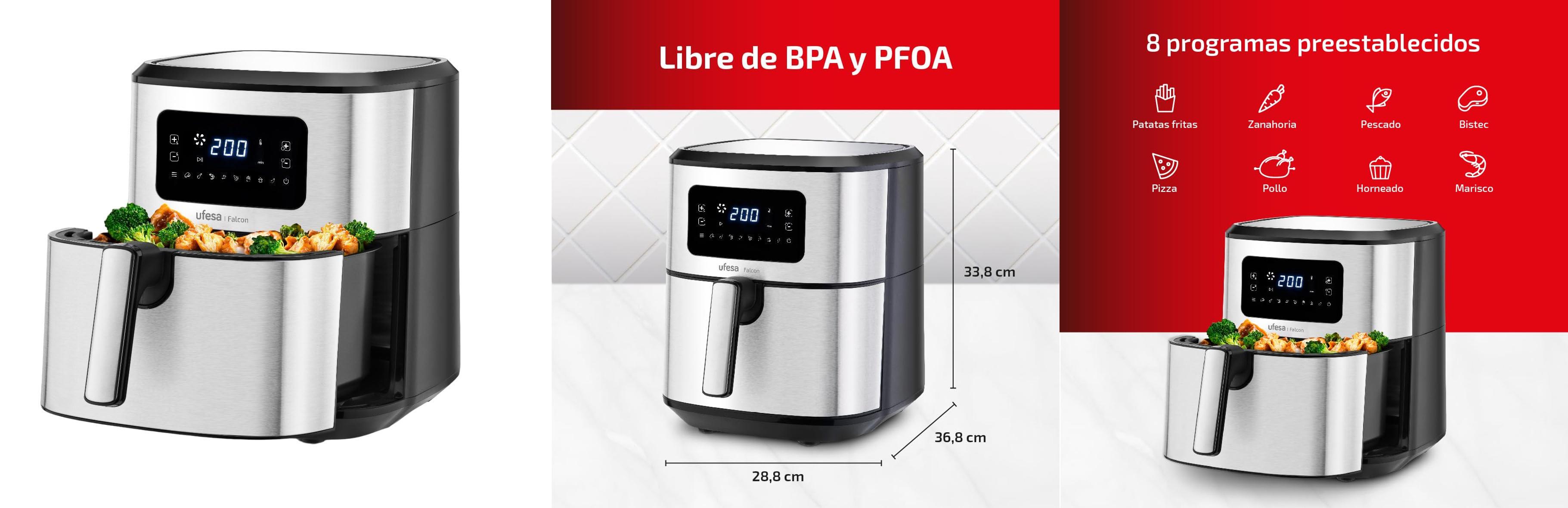 Descubre la Ufesa Falcon: Freidora de Aire sin Aceite de 6.5L con 8 Programas Digitales