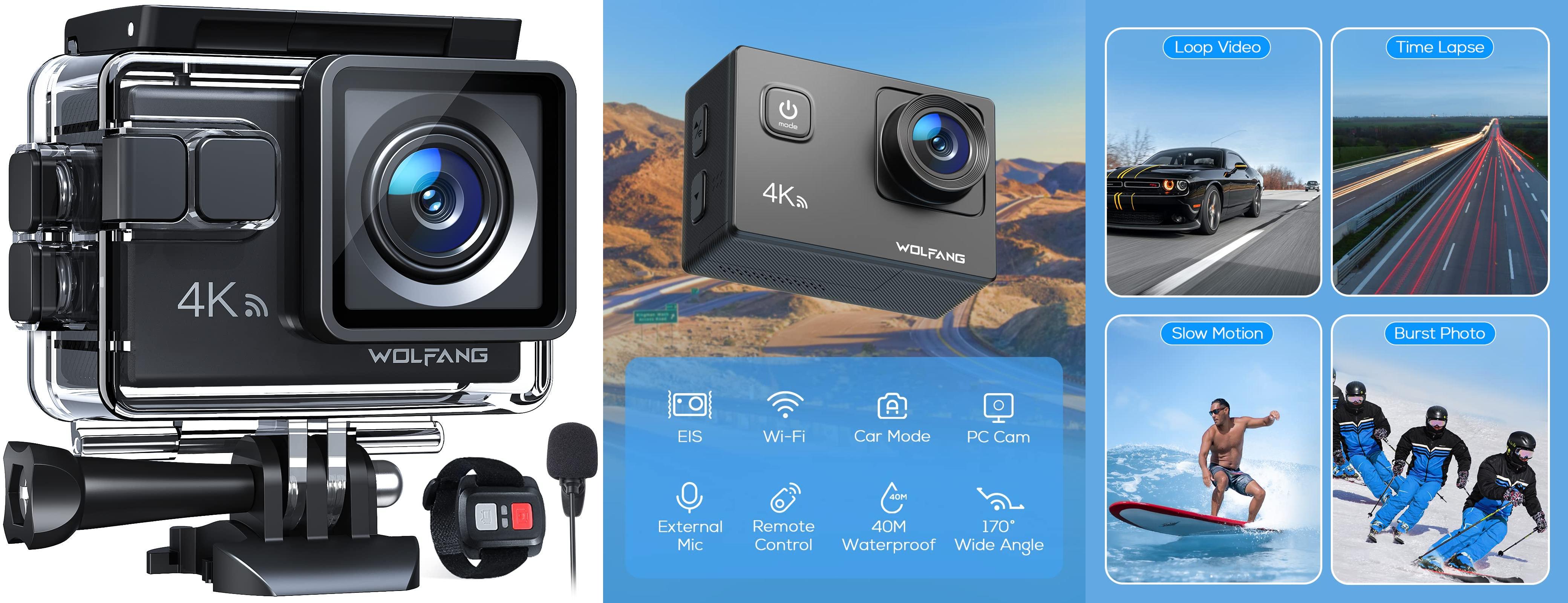 WOLFANG Cámara Deportiva GA100 4K 30FPS: La Mejor Opción para Fotografía y Vídeo Subacuático